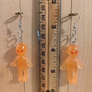 Alien Earrings  Orange